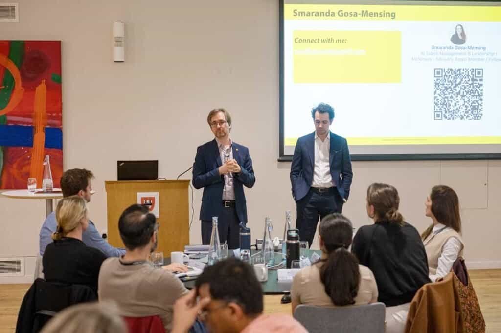 Professional corporate photographer capturing a business presentation in Cambridge.